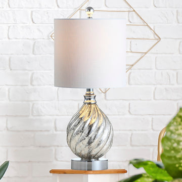 Lawrence 20.5" Glass/Metal LED Table Lamp - JONATHAN Y